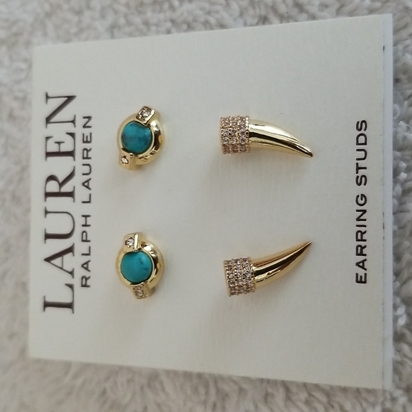 New Ralph Lauren Pave Stud Earrings Set (2) - Picture 1 of 5